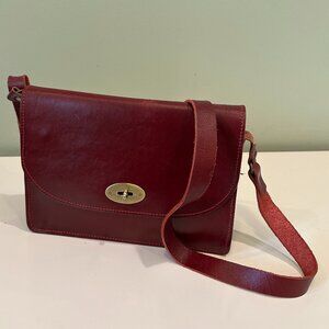 Handmade Greek Red Leather Crossbody Purse